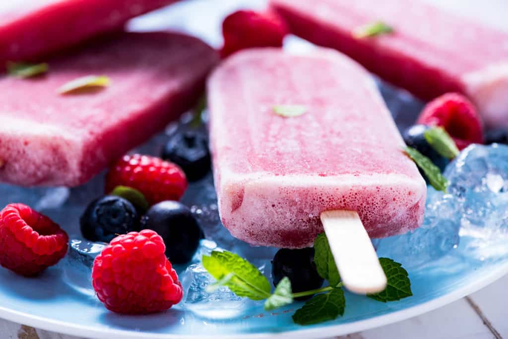 Refreshing popsicle with berry fruits