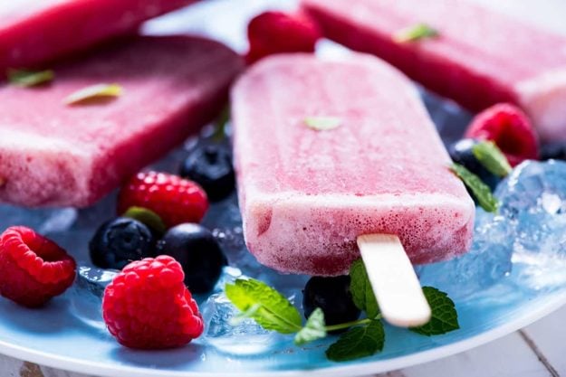Refreshing popsicle with berry fruits