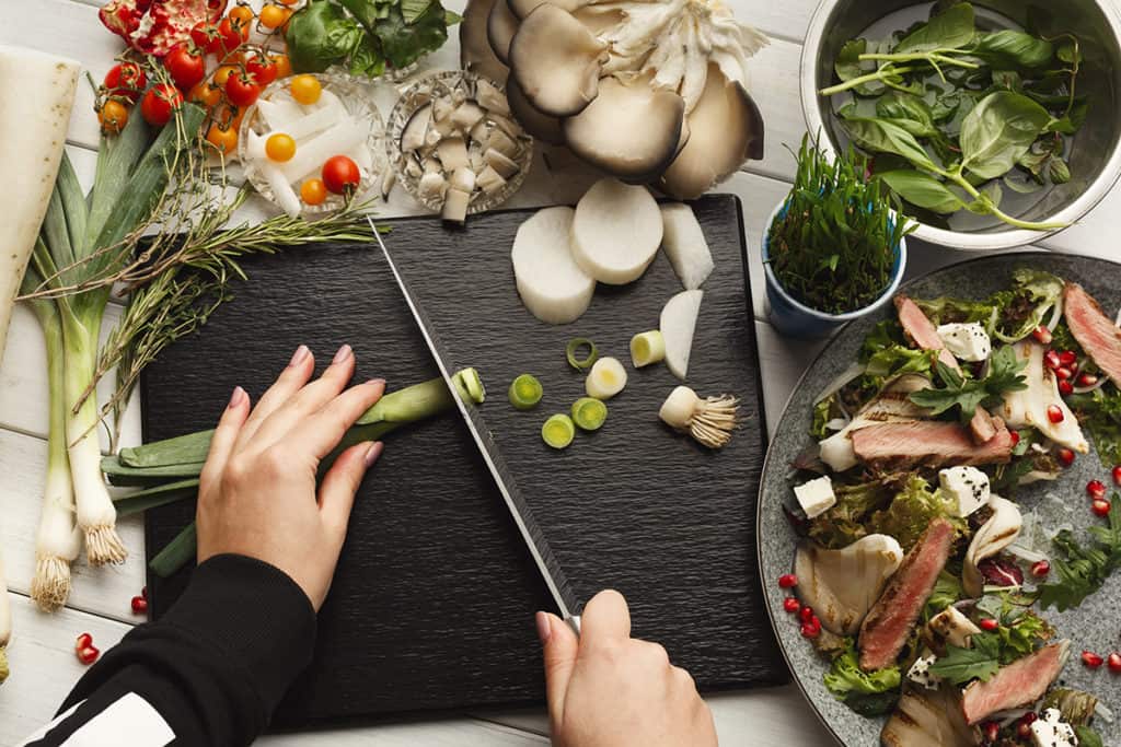 Woman cooking healthy food