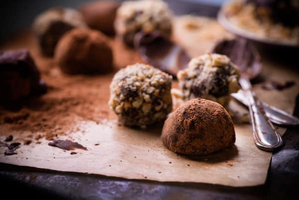 Assorted dark chocolate truffles