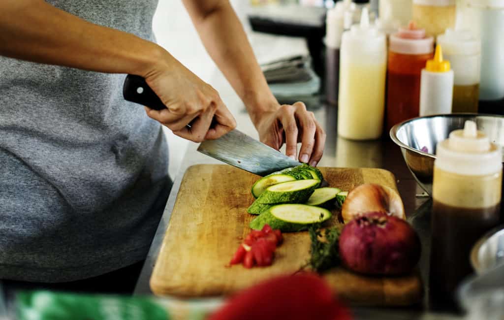 Preparing Food in Kitchen